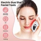 Revitalize Your Skin with the Electric Gua Sha Heated Vibration Massager - Dual Action Face Lifting Device with Red & Blue Light Therapy