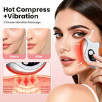 Revitalize Your Skin with the Electric Gua Sha Heated Vibration Massager - Dual Action Face Lifting Device with Red & Blue Light Therapy